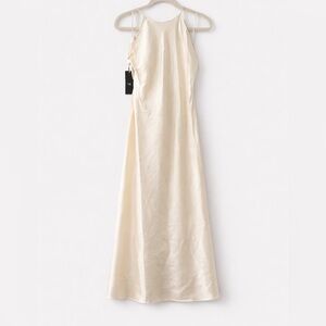 Aritzia TEN Silk Speakeasy Dress Ivory Open Back Maxi